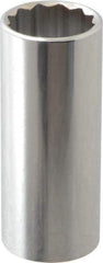 Paramount - 3/8" Drive, Deep Hand Socket - 12 Points, 2-1/2" OAL, Steel, Chrome Finish - Americas Industrial Supply