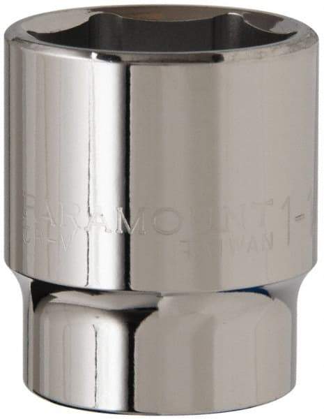 Paramount - 1-1/8", 1/2" Drive, Standard Hand Socket - 6 Points, 1-1/2" OAL, Steel, Chrome Finish - Americas Industrial Supply