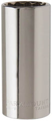 Paramount - 3/8" Drive, Deep Hand Socket - 12 Points, 2-1/2" OAL, Steel, Chrome Finish - Americas Industrial Supply