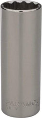 Paramount - 1/2" Drive, Deep Hand Socket - 12 Points, 3-3/32" OAL, Steel, Chrome Finish - Americas Industrial Supply