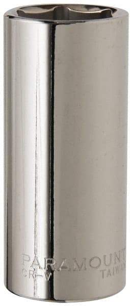 Paramount - 1/2" Drive, Deep Hand Socket - 6 Points, 3-3/32" OAL, Steel, Chrome Finish - Americas Industrial Supply