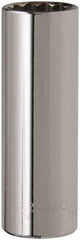 Paramount - 1/2" Drive, Deep Hand Socket - 12 Points, 3-3/32" OAL, Steel, Chrome Finish - Americas Industrial Supply