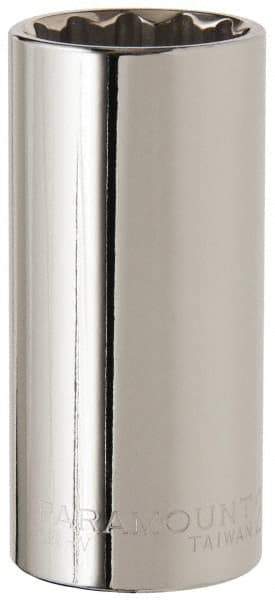 Paramount - 1/2" Drive, Deep Hand Socket - 12 Points, 3-3/32" OAL, Steel, Chrome Finish - Americas Industrial Supply