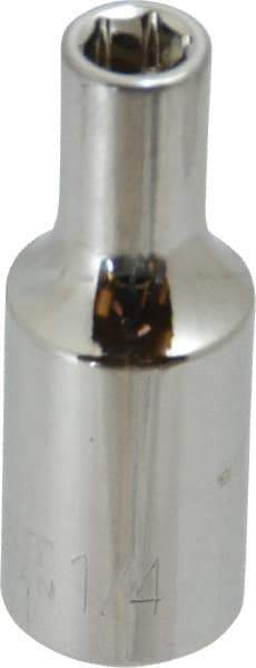 Paramount - 1/4", 3/8" Drive, Deep Hand Socket - 6 Points, 1-15/16" OAL, Steel, Chrome Finish - Americas Industrial Supply