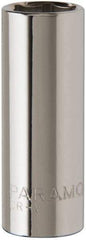 Paramount - 3/8" Drive, Deep Hand Socket - 6 Points, 1-15/16" OAL, Steel, Chrome Finish - Americas Industrial Supply