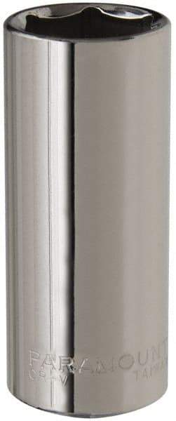 Paramount - 3/8" Drive, Deep Hand Socket - 6 Points, 2-1/2" OAL, Steel, Chrome Finish - Americas Industrial Supply