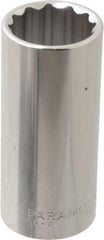 Paramount - 13/16", 3/8" Drive, Deep Hand Socket - 12 Points, 2-1/2" OAL, Steel, Chrome Finish - Americas Industrial Supply