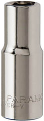 Paramount - 3/8" Drive, Deep Hand Socket - 6 Points, 1-15/16" OAL, Steel, Chrome Finish - Americas Industrial Supply