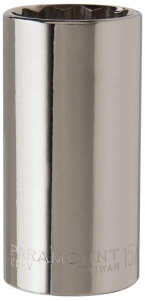 Paramount - 15/16", 3/8" Drive, Deep Hand Socket - 12 Points, 2-1/2" OAL, Steel, Chrome Finish - Americas Industrial Supply