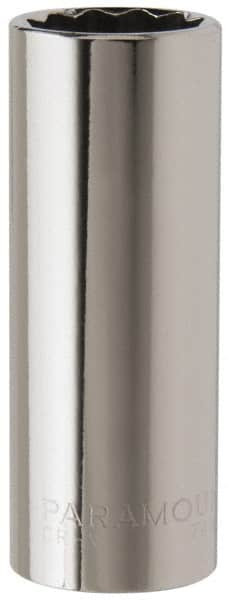 Paramount - 11/16", 3/8" Drive, Deep Hand Socket - 12 Points, 2-1/2" OAL, Steel, Chrome Finish - Americas Industrial Supply