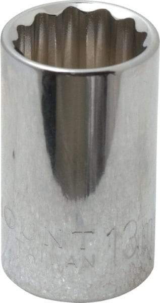 Paramount - 3/8" Drive, Standard Hand Socket - 12 Points, 1-3/16" OAL, Steel, Chrome Finish - Americas Industrial Supply