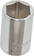 Paramount - 9/16", 3/8" Drive, Standard Hand Socket - 6 Points, 1-3/16" OAL, Steel, Chrome Finish - Americas Industrial Supply