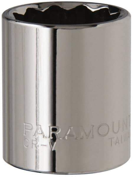 Paramount - 3/8" Drive, Standard Hand Socket - 12 Points, 1-3/16" OAL, Steel, Chrome Finish - Americas Industrial Supply