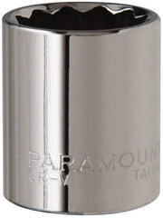 Paramount - 3/8" Drive, Standard Hand Socket - 12 Points, 1-3/16" OAL, Steel, Chrome Finish - Americas Industrial Supply