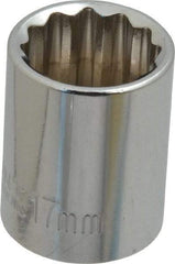 Paramount - 3/8" Drive, Standard Hand Socket - 12 Points, 1-3/16" OAL, Steel, Chrome Finish - Americas Industrial Supply