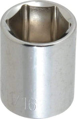 Paramount - 11/16", 3/8" Drive, Standard Hand Socket - 6 Points, 1-3/16" OAL, Steel, Chrome Finish - Americas Industrial Supply