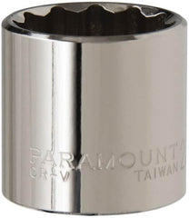 Paramount - 3/8" Drive, Standard Hand Socket - 12 Points, 1-3/16" OAL, Steel, Chrome Finish - Americas Industrial Supply