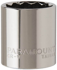 Paramount - 3/8" Drive, Standard Hand Socket - 12 Points, 1-3/16" OAL, Steel, Chrome Finish - Americas Industrial Supply