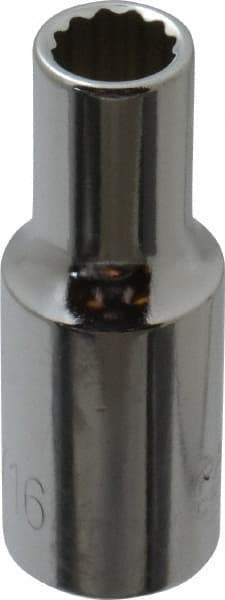 Paramount - 5/16", 3/8" Drive, Deep Hand Socket - 12 Points, 1-15/16" OAL, Steel, Chrome Finish - Americas Industrial Supply