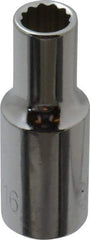 Paramount - 5/16", 3/8" Drive, Deep Hand Socket - 12 Points, 1-15/16" OAL, Steel, Chrome Finish - Americas Industrial Supply