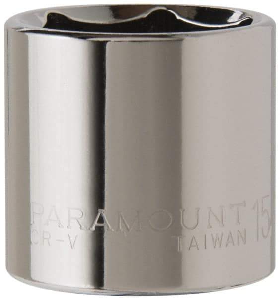 Paramount - 15/16", 3/8" Drive, Standard Hand Socket - 6 Points, 1-3/16" OAL, Steel, Chrome Finish - Americas Industrial Supply