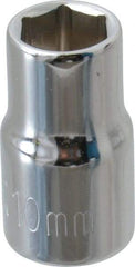 Paramount - 3/8" Drive, Standard Hand Socket - 6 Points, 1-3/16" OAL, Steel, Chrome Finish - Americas Industrial Supply