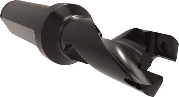 Allied Machine and Engineering - Series 16, 16 to 17mm Diam, 3/4" Diam Straight Shank with Flange, Helical Flute Spade Drill - 13/16" Max Depth, 2" Body Length, 4-1/32" OAL, Short Length, Through Coolant - Americas Industrial Supply