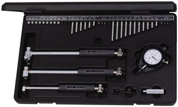 Mitutoyo - 26 Anvil, 0.7 to 6" Dial Bore Gage - 0.0005" Graduation, 4, 6" Gage Depth, Accurate to 0.00008", Carbide Contact Point - Americas Industrial Supply