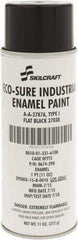 Ability One - Black, Flat, Enamel Spray Paint - 8 to 10 Sq Ft per Can, 11 oz Container - Americas Industrial Supply