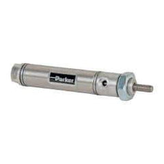 Parker - 1" Stroke x 9/16" Bore Double Acting Air Cylinder - 10-32 Port, 10-32 Rod Thread, 250 Max psi, 14 to 140°F - Americas Industrial Supply