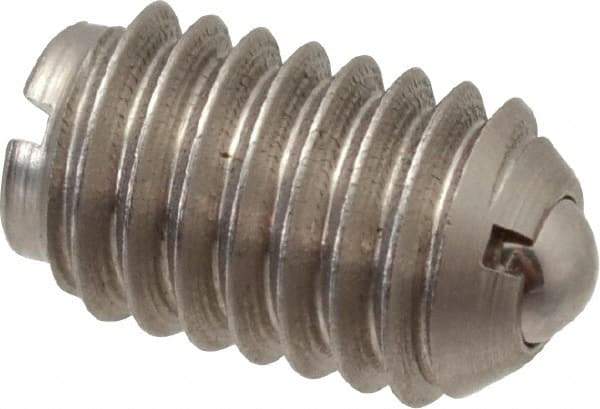 Gibraltar - 3/8-16, 0.187" Ball Diam, 5/8" Body Length, 0.048" Max Ball Reach, Threaded Ball Plunger - Stainless Steel Body, Stainless Steel Ball, 6 Lb Initial End Force, 21 Lb Final End Force - Americas Industrial Supply