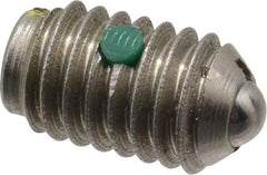 Gibraltar - 3/8-16, 0.187" Ball Diam, 5/8" Body Length, 0.048" Max Ball Reach, Threaded Ball Plunger - Stainless Steel Body, Stainless Steel Ball, 6 Lb Initial End Force, 21 Lb Final End Force, Locking Element - Americas Industrial Supply