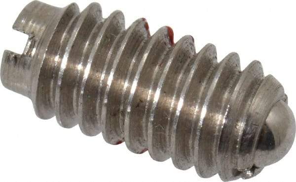 Gibraltar - 8-32, 0.093" Ball Diam, 11/32" Body Length, 0.025" Max Ball Reach, Threaded Ball Plunger - Stainless Steel Body, Stainless Steel Ball, 0.5 Lb Initial End Force, 1.25 Lb Final End Force, Locking Element - Americas Industrial Supply