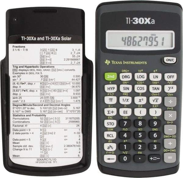 Texas Instruments - LCD 1 Function Handheld Calculator - 10 x 1 Display Size, Dark Gray & Black, (2) A76 Batteries Powered, 6" Long x 3-1/8" Wide - Americas Industrial Supply