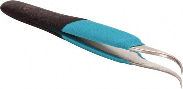 Erem - 5-1/2" OAL 7-SA Ergonomic Tweezers - Curved, Fine Point, High Precision Tips - Americas Industrial Supply