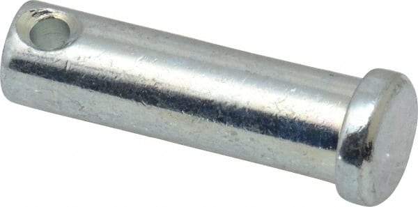 Made in USA - 7/16" Pin Diam, 1-1/2" OAL, Standard Clevis Pin - 5/32" Hole, 1-11/32" Usable Length, Zinc-Plated Steel - Americas Industrial Supply