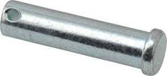 Made in USA - 1/2" Pin Diam, 2" OAL, Standard Clevis Pin - 5/32" Hole, 1-27/32" Usable Length, Zinc-Plated Steel - Americas Industrial Supply