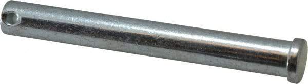 Made in USA - 1/2" Pin Diam, 4" OAL, Standard Clevis Pin - 5/32" Hole, 3-27/32" Usable Length, Zinc-Plated Steel - Americas Industrial Supply