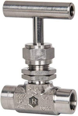 Ham-Let - 5,000 Max psi, 1/8" Pipe, 316 Grade Stainless Steel, Inline Stem Vee Instrumentation Needle Valve - FNPT x FNPT End Connections, Swaglok SS-OVF2-SH - Americas Industrial Supply