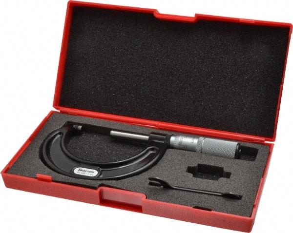 Starrett - 1 to 2" Range, 0.0001" Graduation, Mechanical Outside Micrometer - Friction Thimble, Accurate to 0.00005" - Americas Industrial Supply
