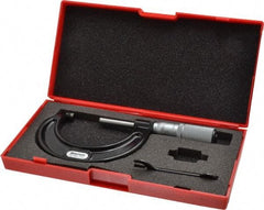 Starrett - 1 to 2" Range, 0.0001" Graduation, Mechanical Outside Micrometer - Friction Thimble, Accurate to 0.00005" - Americas Industrial Supply