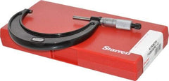 Starrett - 3 to 4" Range, 0.0001" Graduation, Mechanical Outside Micrometer - Ratchet Stop Thimble, Accurate to 0.0001" - Americas Industrial Supply