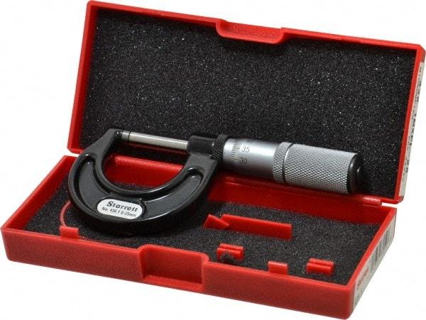 Starrett - 0 to 25mm Range, 0.01mm Graduation, Mechanical Outside Micrometer - Friction Thimble, Accurate to 0.002mm - Americas Industrial Supply