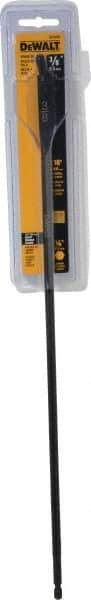 DeWALT - 3/8", 1/4" Straight Shank, Bright Finish, High Speed Steel, Spade Blade Drill Bit - No Spurs, 16" Overall Length, No Wire Fishing Hole - Americas Industrial Supply