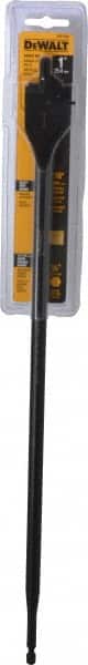 DeWALT - 1", 1/4" Straight Shank, Bright Finish, High Speed Steel, Spade Blade Drill Bit - No Spurs, 16" Overall Length, No Wire Fishing Hole - Americas Industrial Supply