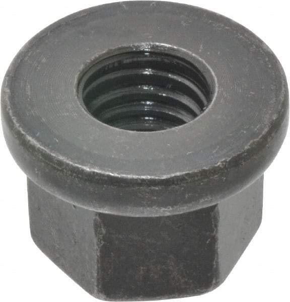 Gibraltar - M10, 22mm Flange Diam, 15mm High, 16mm Across Flats, Flange Nut - Grade 10 Steel, Black Phosphate Finish, 4" Flange Height, DIN 6331 - Americas Industrial Supply