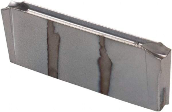 Iscar - DGR2200 IC308 Grade, 0.0866" Cutting Width, Carbide Cutoff Insert - 15° Right Hand Lead Angle, 0.0008" Cnr Rad, TiCN Coated, Double End - Americas Industrial Supply