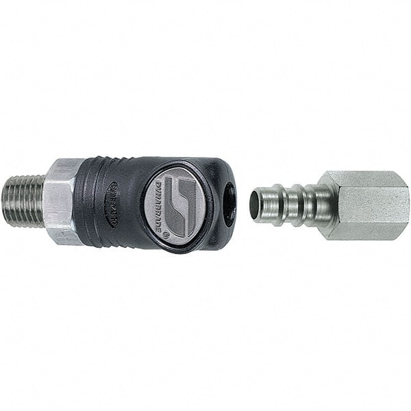 Dynabrade - 2 Piece 1/4" Body 1/4 NPT 150 psi Composite Industrial Pneumatic Coupling Plug Set - Americas Industrial Supply