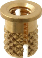 E-Z LOK - #8-32 UNC Brass Flanged Press Fit Threaded Insert for Plastic - 5/16" OAL, 0.23" Insert Diam, 7/32" Hole Diam, 7/32" Drill - Americas Industrial Supply