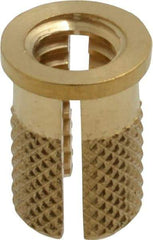 E-Z LOK - 1/4-20 UNC Brass Flanged Press Fit Threaded Insert for Plastic - 1/2" OAL, 0.326" Insert Diam, 5/16" Hole Diam, 5/16" Drill - Americas Industrial Supply